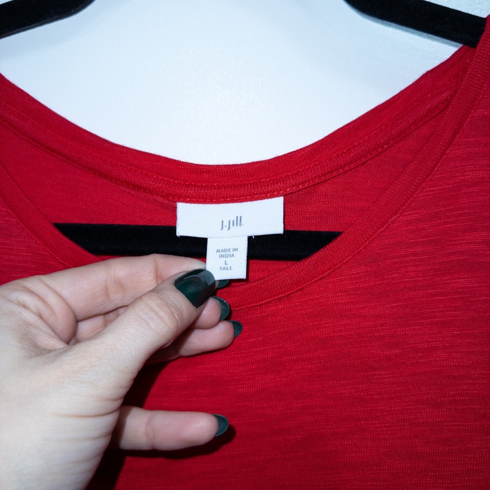 J. Jill Geranium Red Slub Knit Tiered Maxi Dress‎ Size Large Tall - Picture 4 of 6